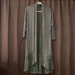 Olive green cover up with eyelet back